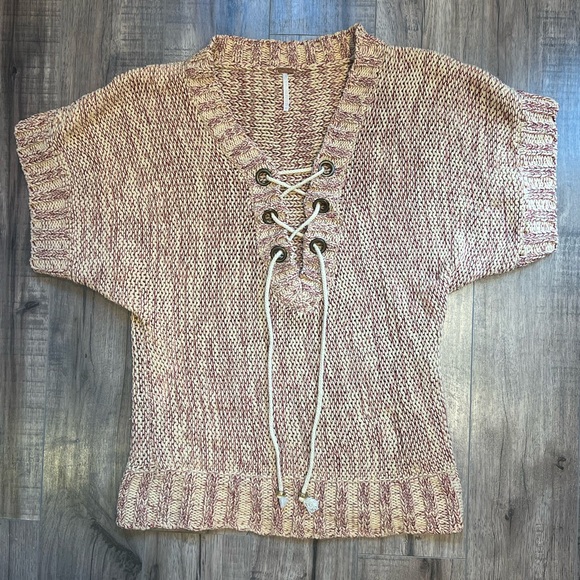 Free People Sweaters - Free People Lace Up Short Sleeve Sweater